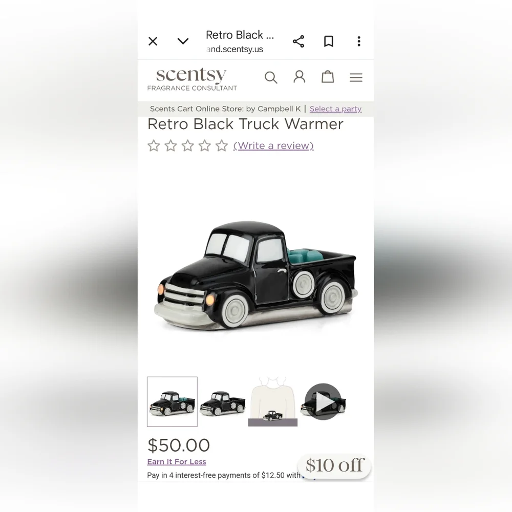 NIB Scentsy Black Truck Warmer with Vibrant Design